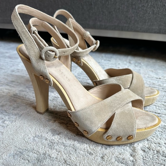Veronica Beard‎ Lamont Platform Wood Heels Size 9 Tan Suede Leather Ankle
Strap - Picture 2 of 5